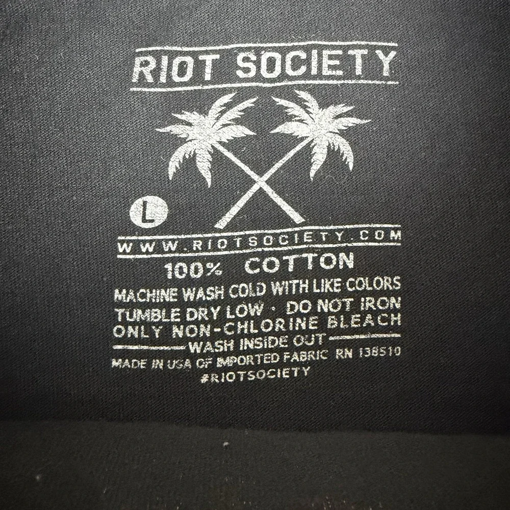 Riot Society Short Sleeve T-Shirt Men's Black Graphic Snitches Get Stitches Sz L